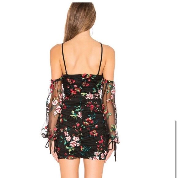 Tularosa Revolve Black Floral Embroidered Cali Mini Dress size Small - Picture 3 of 15